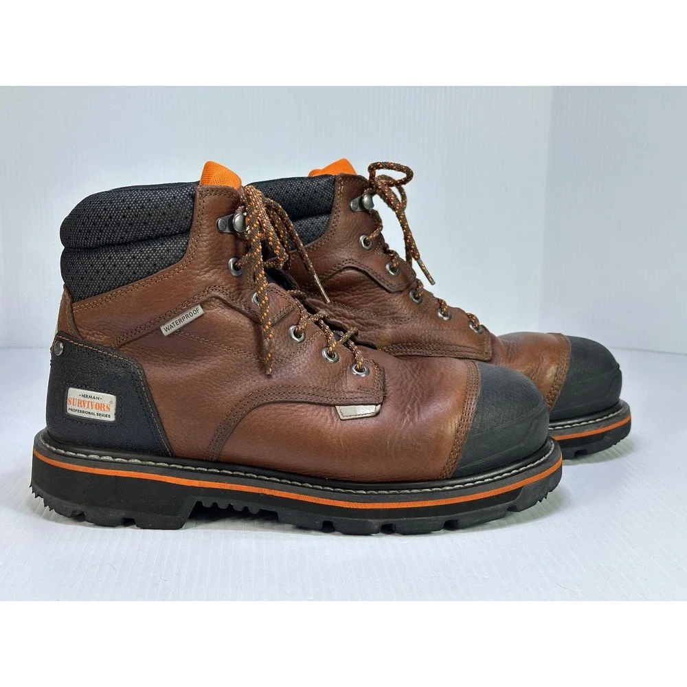 Herman Survivors Mens Brown Leather Steel Toe Work Boots ASTM F2413-18 10.5